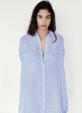 Лляне плаття сорочка oversize zara