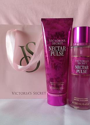Спрей + лосьон victoria's secret nectar pulse+ брендированный пакет в🎁