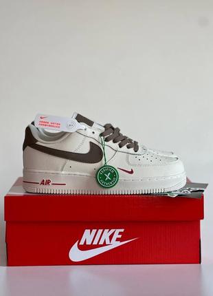 Nike air force 1 low mocco женские кроссовки найк эйр форс кожаные