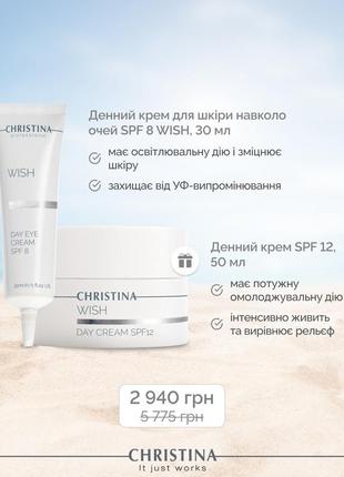 Акція 1+1! денний крем для шкіри навколо очей spf 8 wish + денний крем spf 12 wish