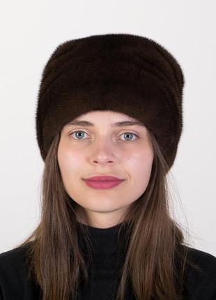 Шапка кубанка из натурального меха норки женская