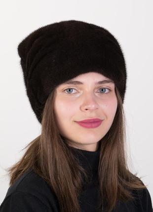 Шапка кубанка из натурального меха норки женская