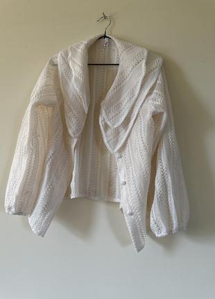 Розкішна боуза гіпюр з коміром