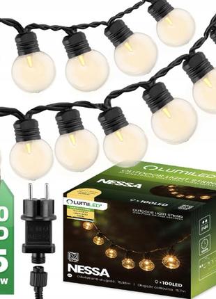 Вулична садова гірлянда декоративний світловий ланцюг 100x led лампочка 16м