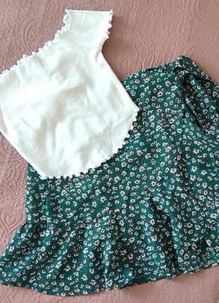 Юбка шифоновая shein + топ рубчик primark набор xs