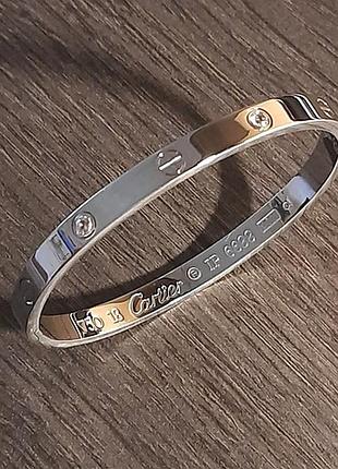 Браслет в стилі карт'є, з камінчиками, біла позолота, плоский