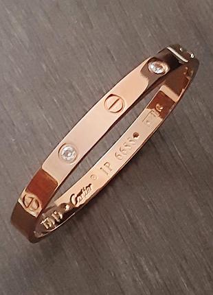 Браслет в стилі карт'є, з камінчиками, плоский, позолота