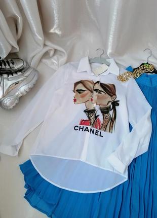 Стильна напівпрозора блуза сорочка крутий принт розміри s і l