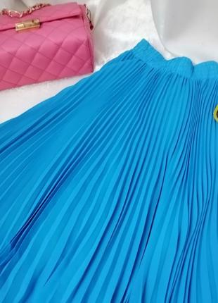 Довга плісирована спідниця шифон на підкладці широка прошита гумка неймовірно пишна спідниця крій со4 фото