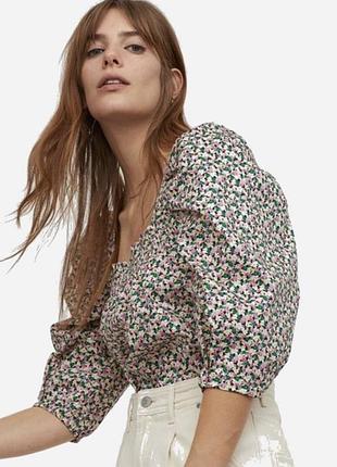 Блуза топ рубашка футболка h&m в цветочный принт