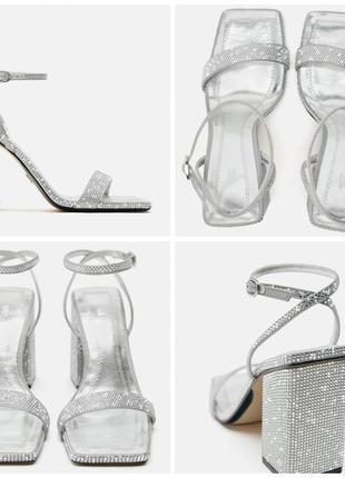 Босоніжки, босоніжки zara, босоножки, босоніжки блискучі в камінцях zara
