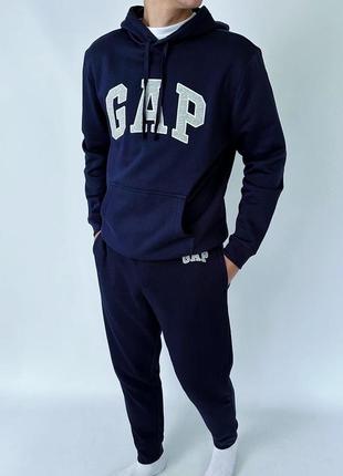 Штани gap «tapestry navy» з флісом