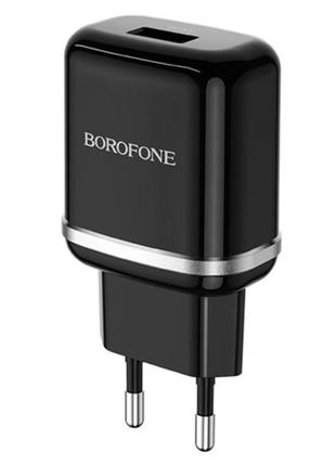 Мережевий зарядний пристрій borofone ba36a high speed single port qc3.0 charger set 18w(micro) black