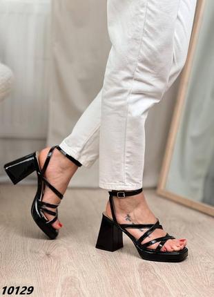 Босоножки, черные, эколак