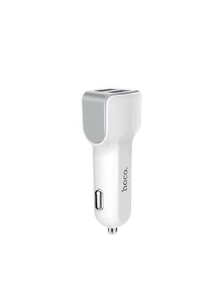 Автомобільний зарядний пристрій hoco z23 grand style dual-port car charger set with micro cable white