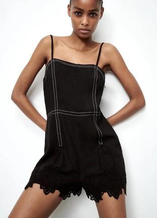 Котоновий ромпер, комбінезон з прошвою zara