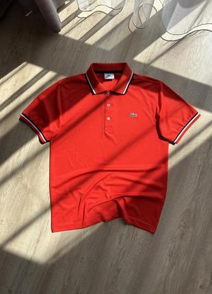 Поло lacoste sport футболка яркая красная мужская