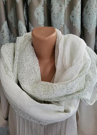 Легкий літній муслиновий шарф, палантин, віскоза +бавовна