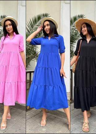 Ярусна сукня жатка трапеція вільного крою, плаття літнє, летнее платье миди воланами