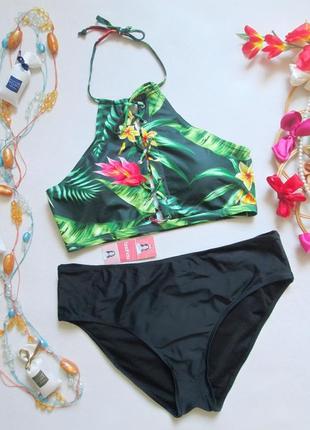 Суперовый раздельный купальник в тропический принт boohoo 💖🌺💖