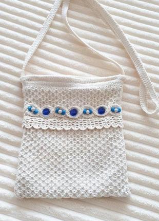 Сумочка летняя в, связанная беж