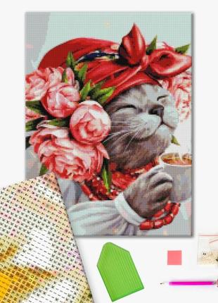 Алмазна мозаїка "киця господинька © маріанна пащук", "dbs1036", 40x50 см