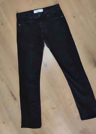 Джинсы мужские черные прямые slim fit topman denim basic original jeans, размер s