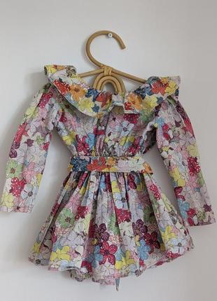 Роскошное платье с цветочным принтом на девочку 2-3 года! 🌸