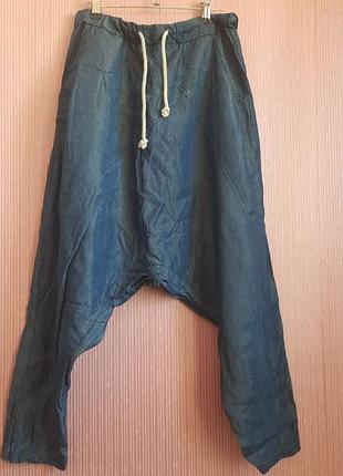 Дизайнкрские стильные брюки с монтажей, заниженным шаговым швом,спущенной слонкой в виде rundholz rick owen от wiya