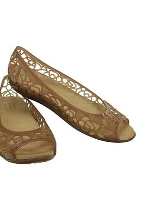Crocs босоножки балетки крокс isabella jelly ii flat sandal ballet bronze gold