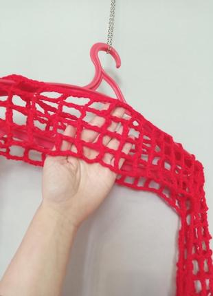Красный ❤️ сетка кроп-топ оверсайз тренд вязаный с длинными рукавами4 фото