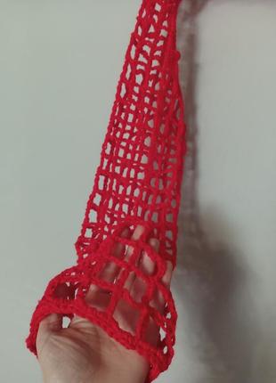 Красный ❤️ сетка кроп-топ оверсайз тренд вязаный с длинными рукавами5 фото