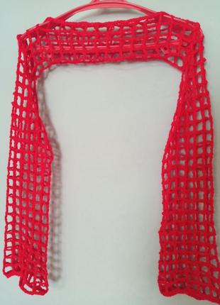 Красный ❤️ сетка кроп-топ оверсайз тренд вязаный с длинными рукавами8 фото