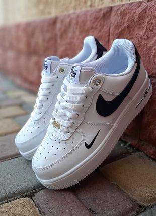 👟 кроссовки nike air force 1 белые с синим / наложка bs👟