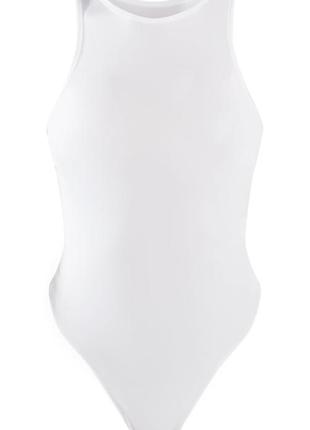 Боди стринг белое эластичное
