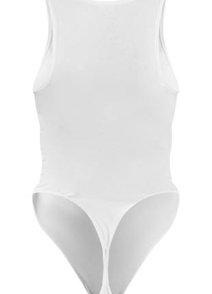 Боди стринг белое эластичное