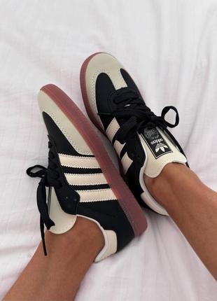 Жіночі кросівки adidas samba black / white cream premium