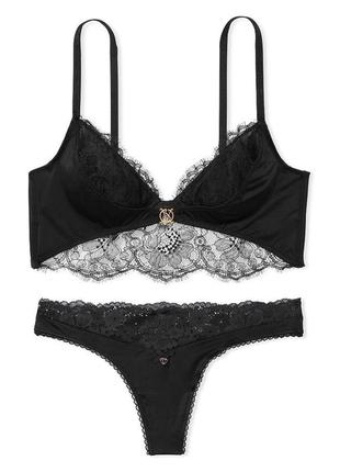 Комплект черный бюст, стринги оригинал victoria’s secret