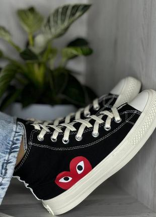 Кеды черно-белые текстиль, converse play white-black2 фото