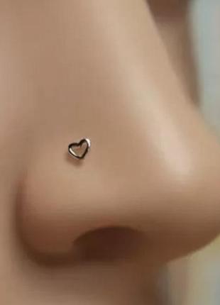 Пірсинг носа срібло 925 сердечко імп 50108 81115