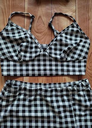 Костюм спідниця та майка в клітинку3 фото