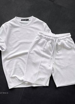 🔥 стильний костюм на літо чоловічий футболка шорти білий