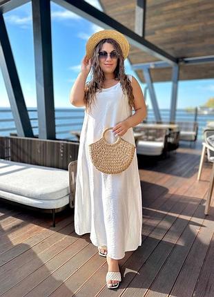 Платье лен жатка сарафан длинное платье