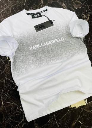 Брендовая мужская футболка / качественная футболка karl lagerfeld в белом цвете на лето