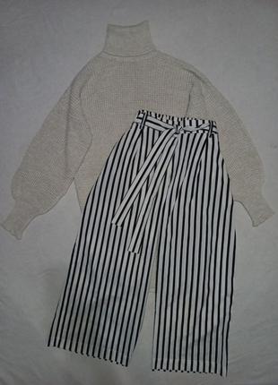 Летние брюки кюлоты zara в полоску