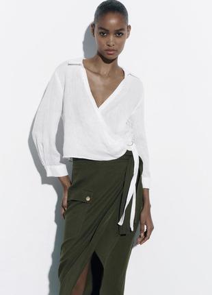 Белоснежная льняная рубашка zara