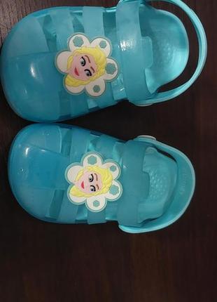 Кроксы сандалии для девочки голубые frozen - ледяное сердце, стелька 14см