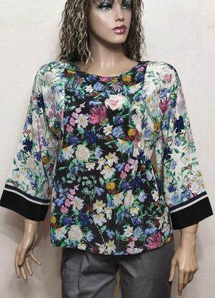 Шовкова блуза квітковий принт акварель weekend max mara/7568/