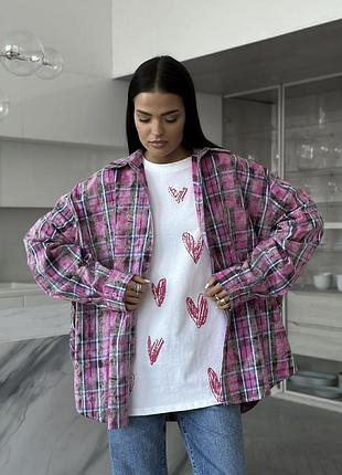 Женская стильная рубашка в клетку 4 цвета / женская рубашка клетка