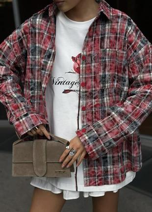 Женская стильная рубашка в клетку 4 цвета / женская рубашка клетка